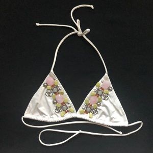 Victoria's Secret White Embellished Bikini Top